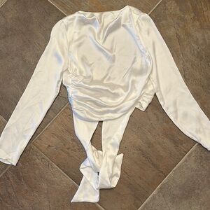 Zara satin effect open back top XS white